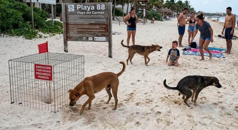 Denuncian riesgo ambiental en Playa 88; perros sin control amenazan nidos de tortuga y la certificación Blue Flag